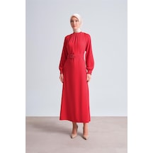 Armine Pilise Detaylı Elbise 24y9721 Kırmızı-kırmızı