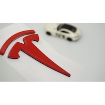 Dk Tuning Tesla Logo Model 3 X Y Bagaj 3m Kırmızı Rozet Amblem