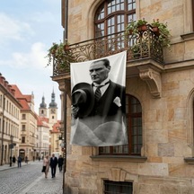 Takım Elbiseli Ulu Önder Gazi Mustafa Kemal Atatürk Poster Bayrak Premium Raşel Kumaş Ata69 Diğer