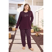 Aydoğan Kadın İnci Büyük Beden Vişneçürüğü Pijama Takımı 0498 Bordo