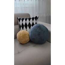 2' Li Top Kırlent / Yastık Büyük Antrasit / Küçük Hardal