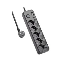 Akım Korumalı Uzatma Kablosu, 5 Priz Ve 4 Usb Girişi İle 2 Metre
