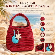 Kırmızı Kağıt İp Çanta