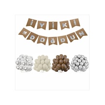 Kaverengi,deniz Kumu,gümüş,şeffaf Balon+kraft Banner Seti
