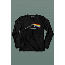 Pink Floyd Prizma Kırılan Işık Tayfı Gök Kuşağı Renkleri Uzun Kollu Tişört Baskılı T-shirt 001