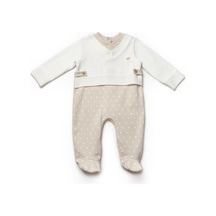 BabyCosy Organic Wear Babycosy Organik Tulum Patikli Ekru - Vizon Bej - Ekru