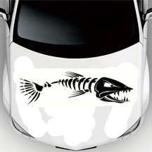 Pirana Kılçık Figür Oto Kaput Kaliteli Kaliteli Sticker 71 X 21 Cm