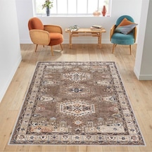 Eliana Home Baskılı, Yıkanabilir Kaymaz Taban Salon Halısı Eli1759 Kahverengi