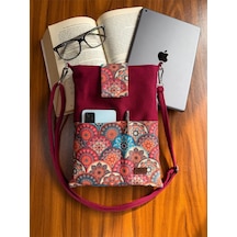 Aksesuarsepeti El Yapımı Cepli, Taşıma Askılı, Kılıf Çanta, Tablet Kılıfı, Kitap Kılıfı, Organizer Çanta Bordoaskılı