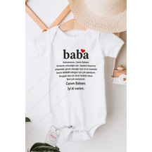 Hediyenza Baba Kahramanım İyi ki Varsın Özel Tasarım Bebek Zıbın Pamuklu Çıtçıtlı Body Beyaz