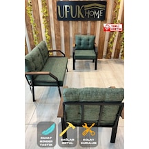 Ard & Garden 2 1 1 Balkon Takımı, Çay Seti, Metal Koltuk Takımı, Bahçe Takımı, Bahçe Mobilyası Koyu Yeşil