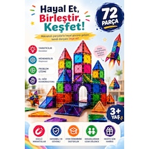 72 Parça Manyetik Yapı Blokları Eğitici Mıknatıslı İnşa Oyuncağı 3+ Yaş Çocuk Gelişim Oyuncağı