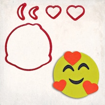 Emoji Kalpli Detay Kurabiye Kalıp Seti 5 Li KIrmızı