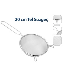 20cm Tel Süzgeç Metal Saplı Kulaklı 4887 Renkli