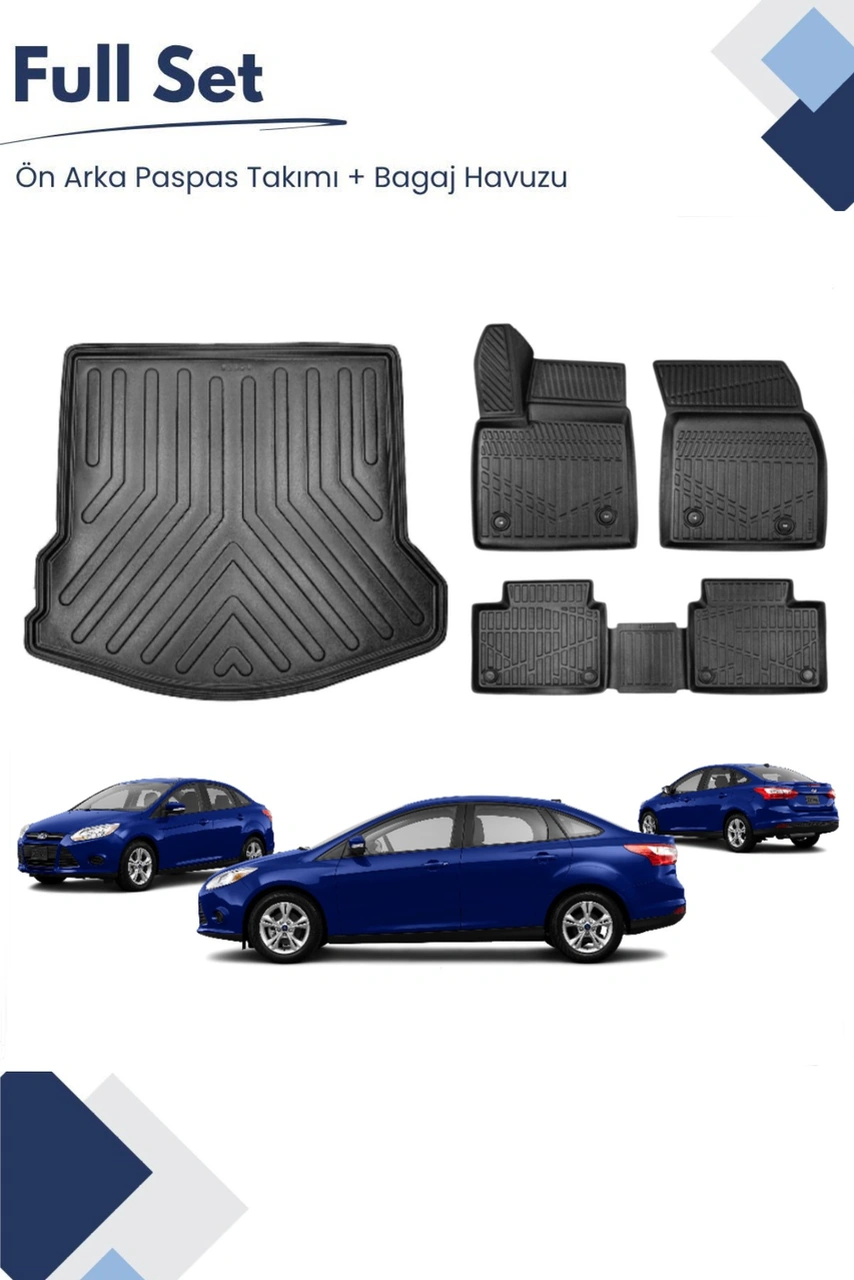 Ford Focus 3.5 Sedan 2017 Model Tam Uyumlu Paspas+bagaj Havuzu Seti