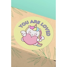 You Are Loved Kalpli Unicorn Sticker 3x3cm St2215 Çok Renkli