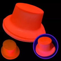 Neon Partisi Turuncu Renk Plastik Fötr Şapka - Temz-874096 Çok Renkli