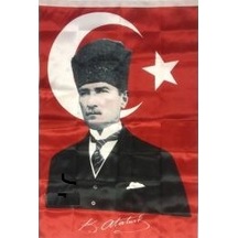 70x105 Atatürk İmzalı Kalpaklı Poster Atatürk Bayrak