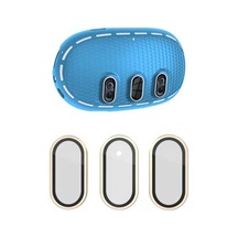 Pazly Meta Quest 3 Kılıf + Tempered Glass Lens Film - Mavi/altın, Vr Kulaklık Aksesuarları Mavi / Altın