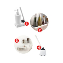 Buççin Online Mağaza Banyo Mutfak Sabunluk Organizer Fırça Set 4lü Silikon Beyaz Çok Renkli
