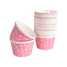 Kağıt Muffin Kek Kapsülü Shrinkli Açık Pembe Puantiyeli 50 Adet Kağıt Pembe Diğer