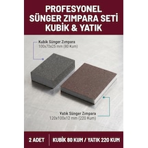 Sünger Zımpara Seti 80 Kum Kubik Ve 220 Kum Yatık El Zımparası 2 Adet