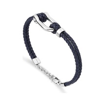 Ars092 Erkek Deri Çelik Bileklik Siyah