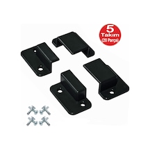 Siyah Pimapen Pencere Sineklik Montaj Aparatı Köşe Kenar Bağlama Pabucu 5 Takım Set 10x20 Profillere Uygun