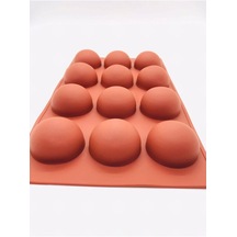 Siliko World Yarım Küre 12'li Silikon Kek Pasta Buz Kalıbı Ürün 4,5cm, Kahverengi Diğer