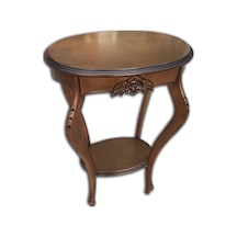 Fiskos Çiçeklik Oyma OVAL Model Ihlamur ağacı ayak Parlak Ceviz  MDF tabla EL Yapım