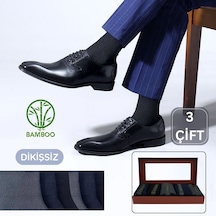 Kral Socks Premium Busines Kutulu Klasik Uzun Dikişsiz Bambu Erkek Çorap 3'lü Çok Renkl