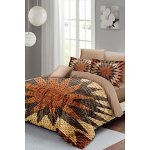Wicker Flower Çift Kişilik Nevresim Takımı 3d Pamuk Saten, Kahverengi, Monohome2525 Çok Renkli