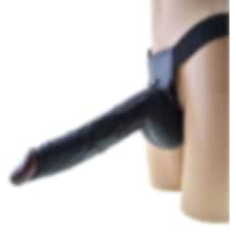 Erofoni Yeni Nesil Ultra Realistik 23 CM Belden Bağlamalı Siyah Kemerli Zenci Dildo Takma Strapon Penis