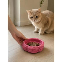 Eko Form Model Beton Kedi Köpek Mama Ve Su Kabı 16cm 16cm 5.5cm - Pembe