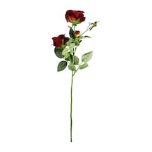 Yapay 3'lü Açmış Gül Dalı Kırmızı 68 Cm Kırmızı