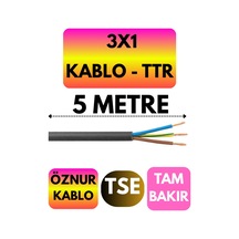 Öznur 3x1 Ttr Kablo Siyah Metre Seçenekli - 5 Metre