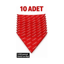 Herşeynota 10 Lu Atatürk İmzalı Kırmızı Pamuk Fular Seti 52x52 Cm Okul, Etkinlik, Tören, Gösteri Çok Renkli
