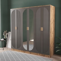 Soho 6 Kapaklı Eko Bazalı Gardırop - Mdf Kapak Antrasit