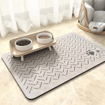 MatGo Pati Çizgi Patili Su Geçirmez Kaymaz Krem Kedi Köpek Mama Paspası Matı 50 x 70 CM