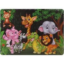 36 Parça Çocuk Puzzle + Boyama Neşeli Hayvanlar