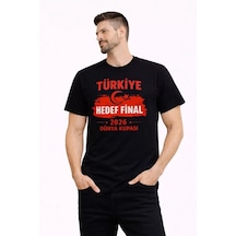 Erkek Türkiye Baskılı Tişört Ay Yıldız 2026 Dünya Kupası Taraftar Forma T-shirt - Siyah