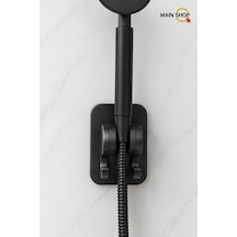 Mainshop Yapışkanlı Çift Askılı Duş Başlığı Tutucu - Delme Gerektirmez Banyo Duş Askısı M-049 Siyah