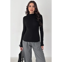Noa & Noa Kadın Dikiş Detaylı Fit Bluz White Line Siyah