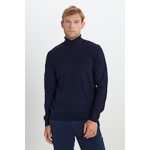 AC&Co / Altınyıldız Classics Erkek Lacivert Tüylenme Yapmayan Anti Pilling Özellikli Standart Fit Tam Balıkçı Yaka Triko 4A4923100004LACS Lacivert