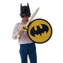 Ahşap Oyuncak Batman Kalkanı Kılıcı ve Maskesi Yuvarlak