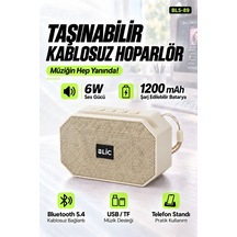 Blic Bls-89 Bluetooth 5.4 Taşınabilir Hoparlör Beyaz 6w Rms, Telefon Standlı, Usb Ve Tf Kart Destekl