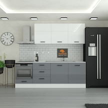 240 Cm Mutfak Dolabı Mdf Kapak Tezgah Dahil Yrkn240 98 Gri