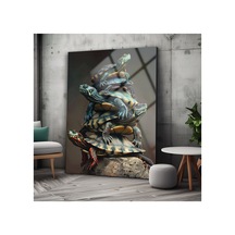 Kaplumbağalar Üzerine Profesyonel Uv Cam Tablo Modern Sanat Tablosu Solmayan Canlı Renkler Salon Ve Oturma Odası Anlamlı Hediye Seçeneği
