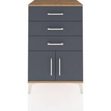 Hyperion Komodin 3 Çekmeceli 2 Kapaklı 60x44x96 Çam-antrasit Atlas Çam