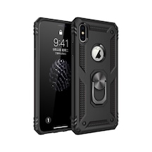 Apple iPhone Uyumlu Xs Max Kılıf Sofya Yüzüklü Silikon Kapak - Siyah Bzsxx00 1